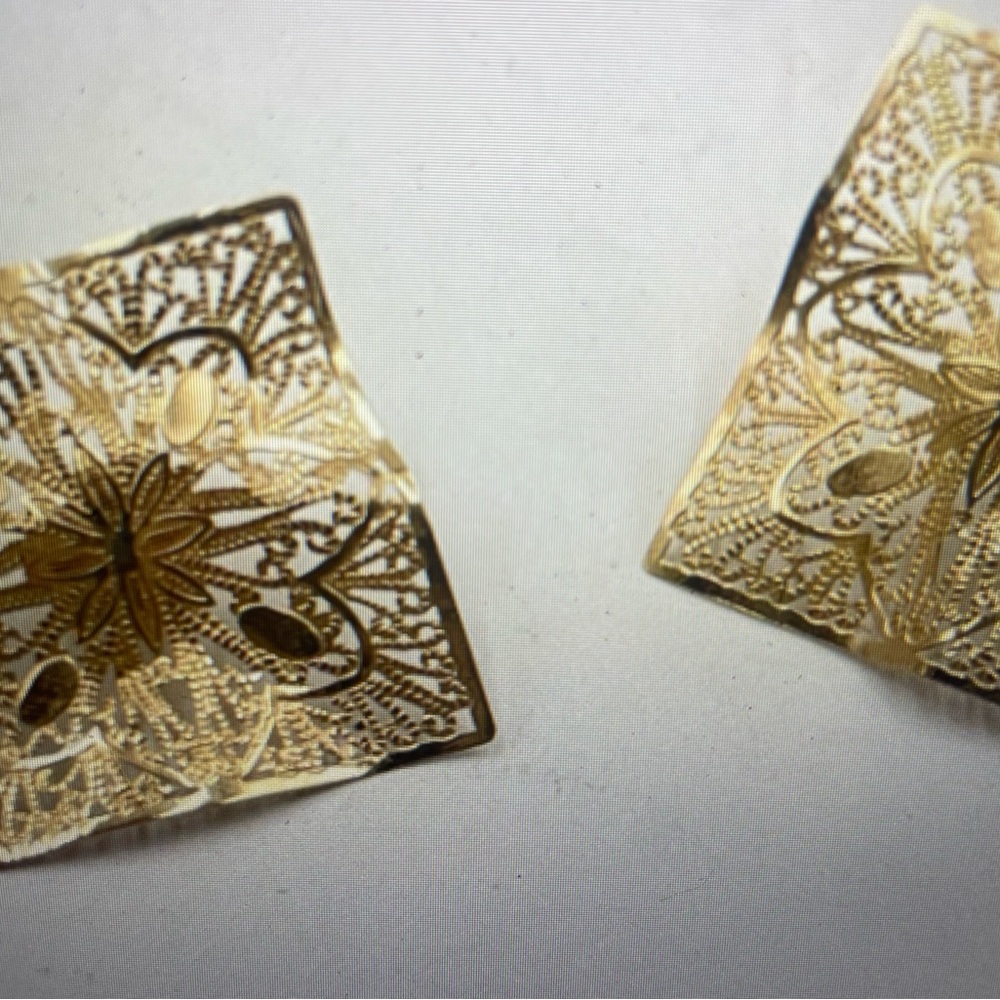 14K Gold Filigree Square Statement Earrings - Women Jewelry - Picture 14 of 14